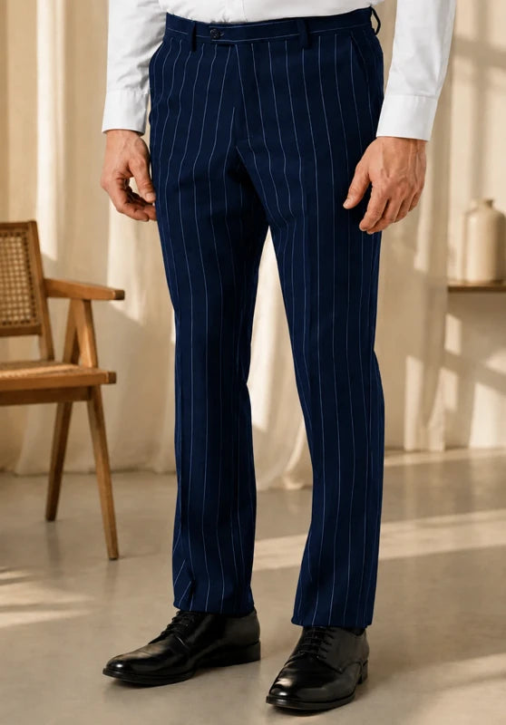 Men's navy blue striped pants