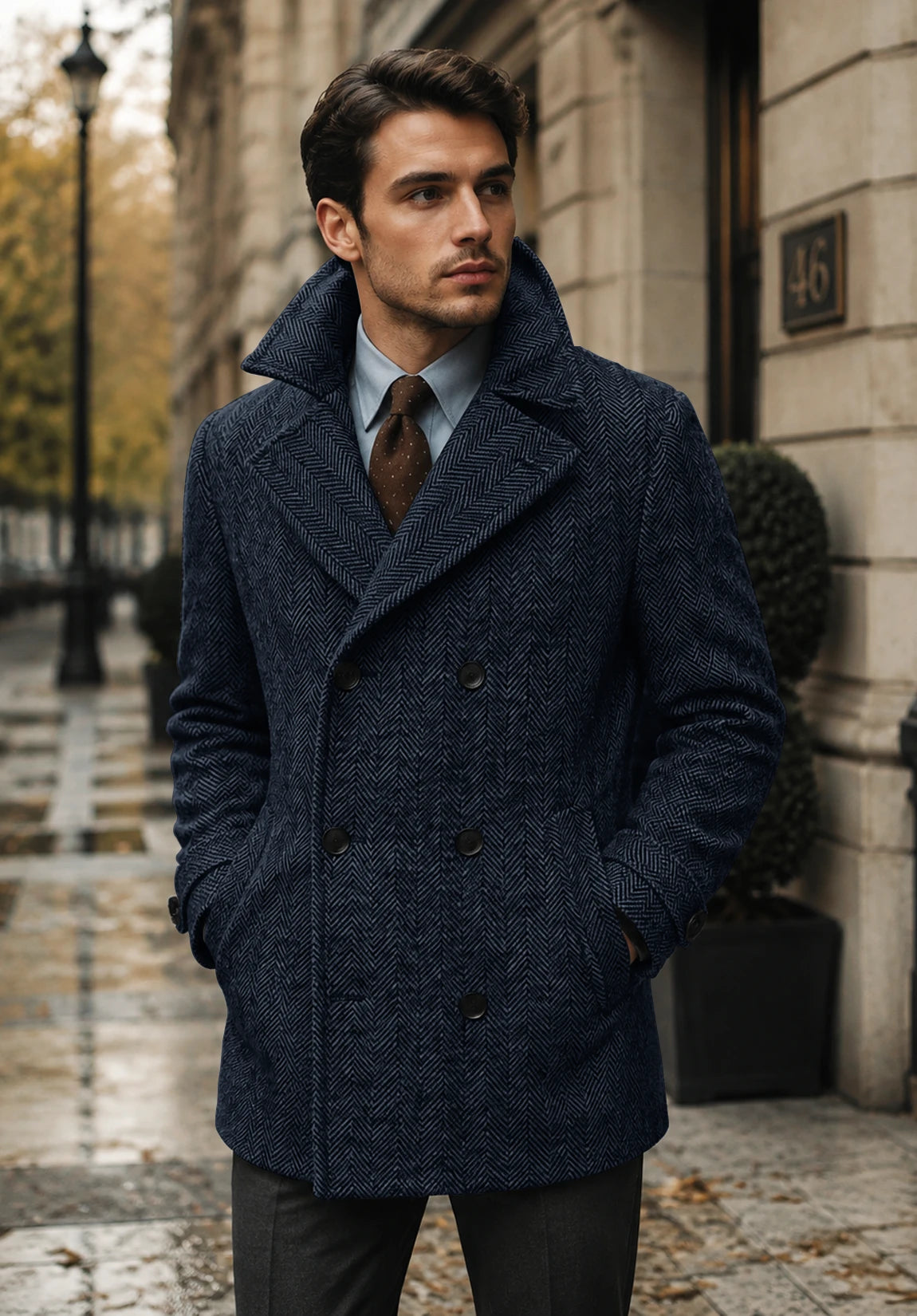 Men's navy herringbone jacket