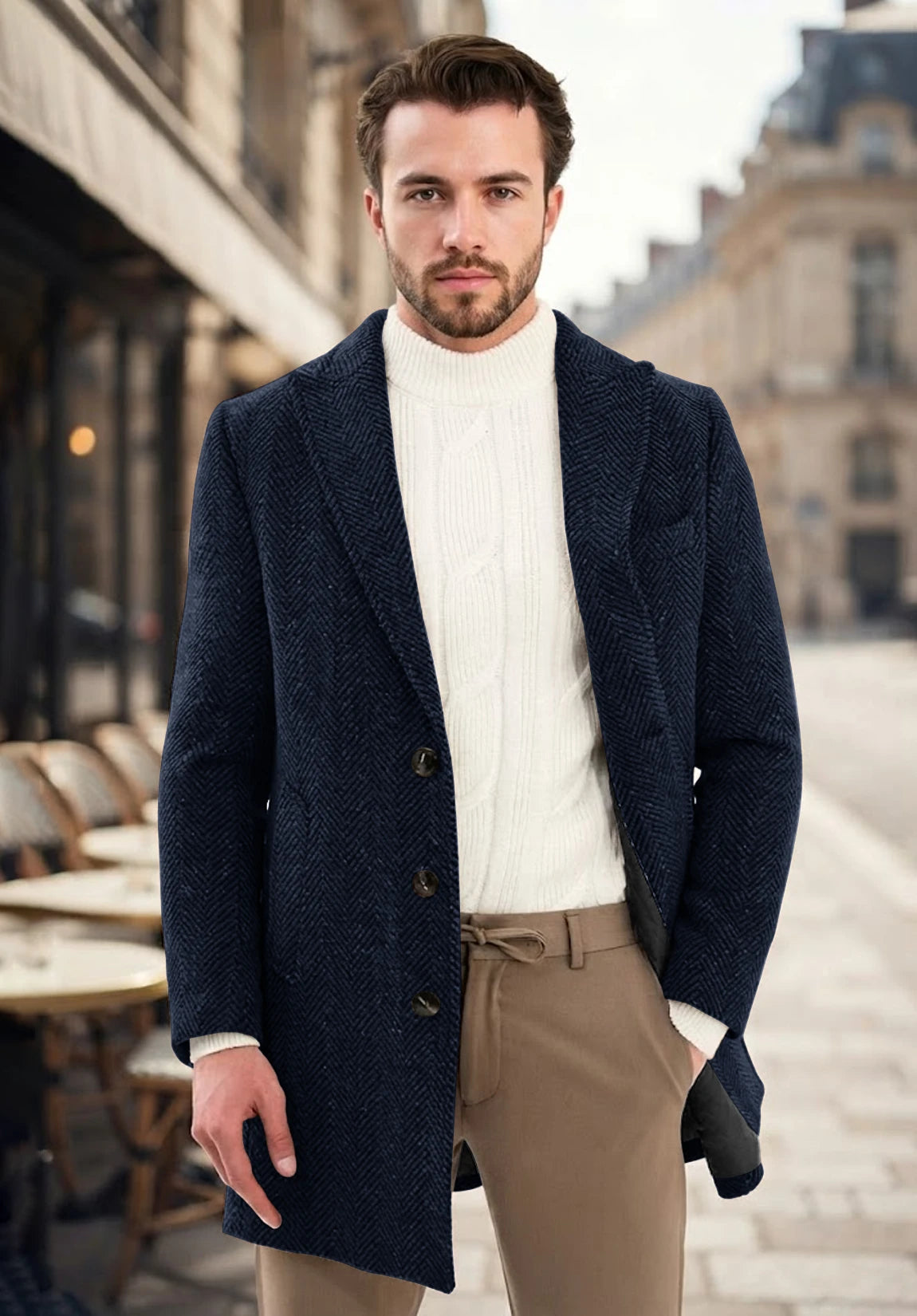 Men's navy herringbone jacket