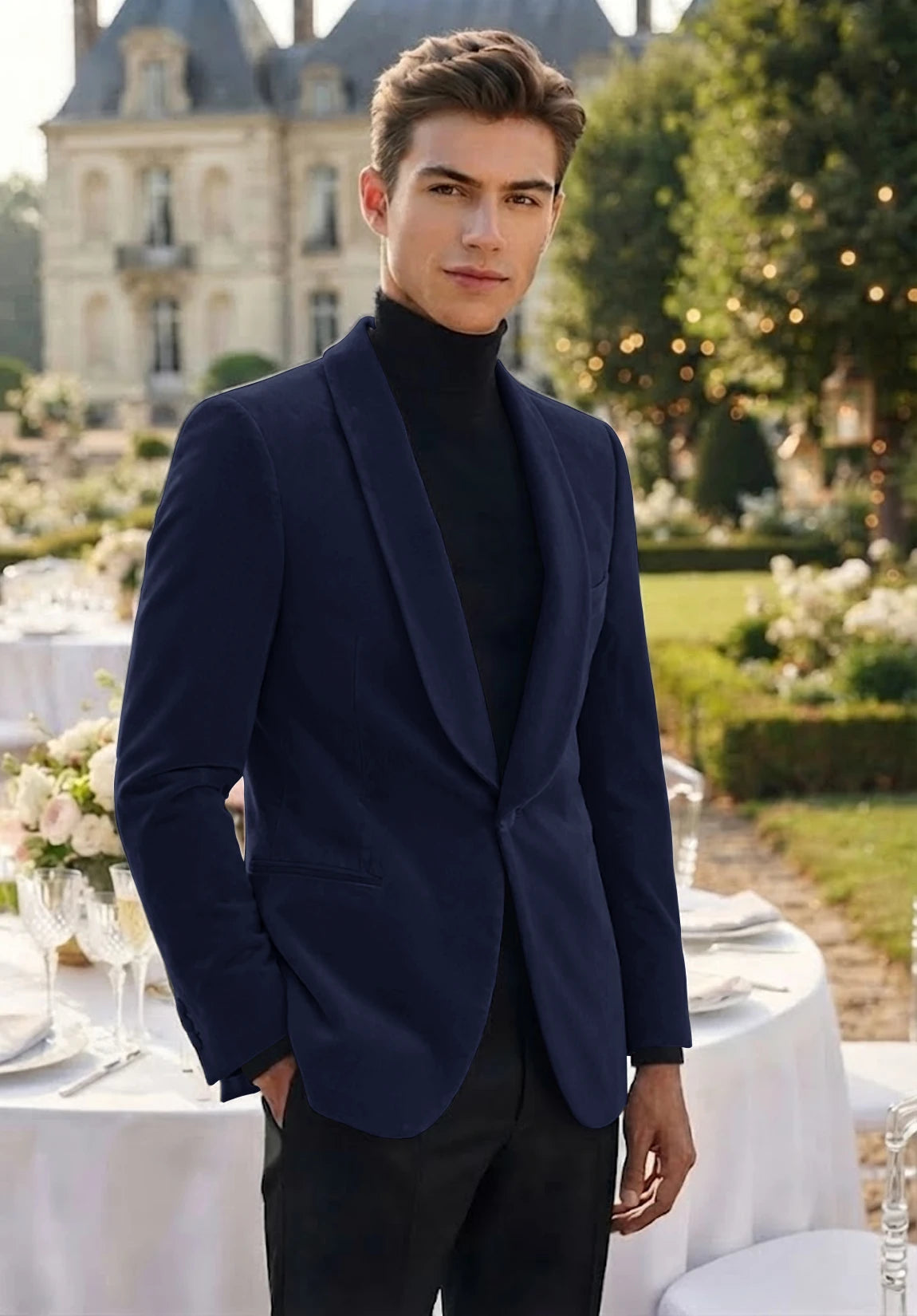 Men's navy velvet jacket