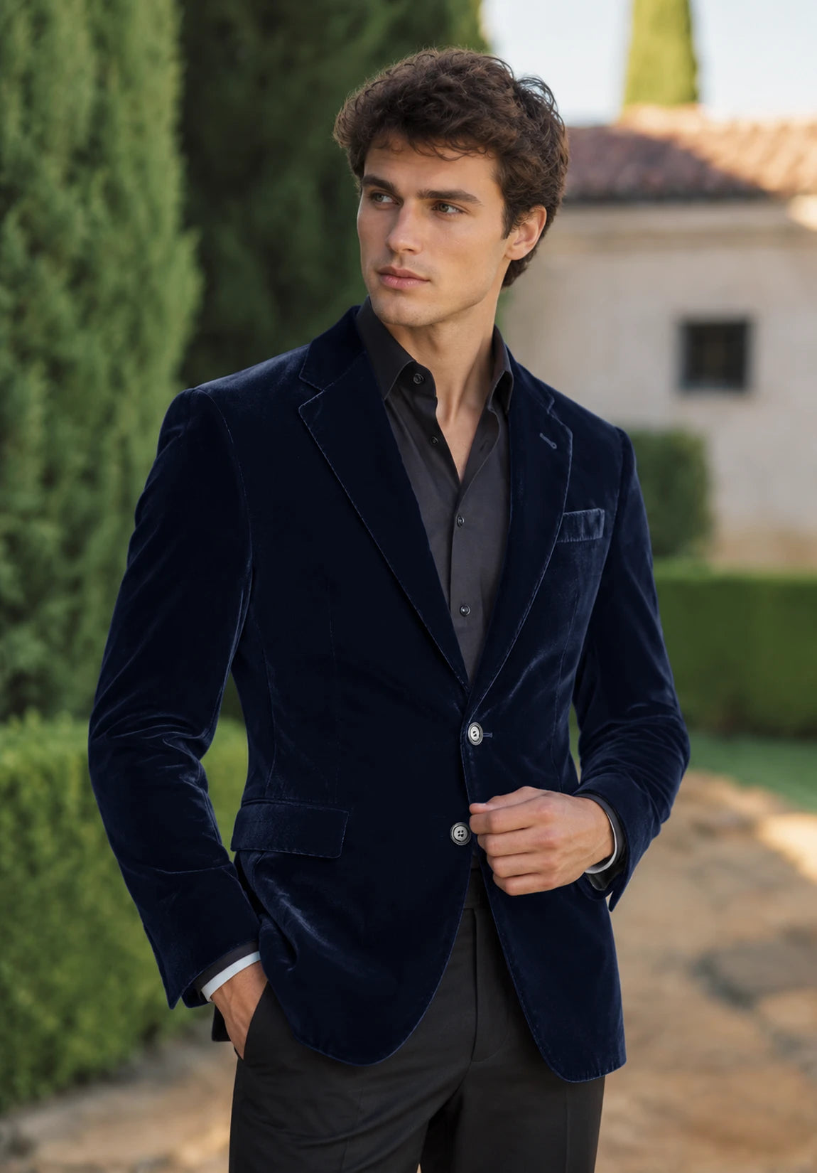 Men's navy velvet jacket