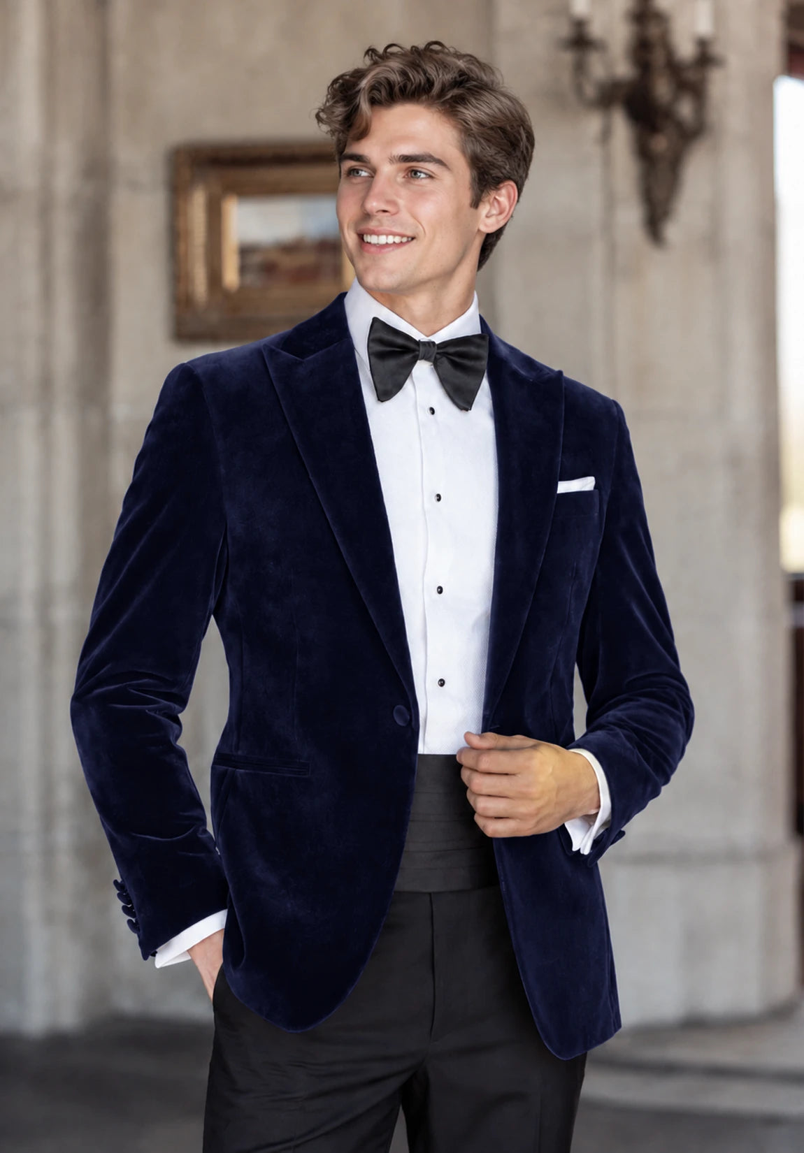 Men's navy velvet jacket