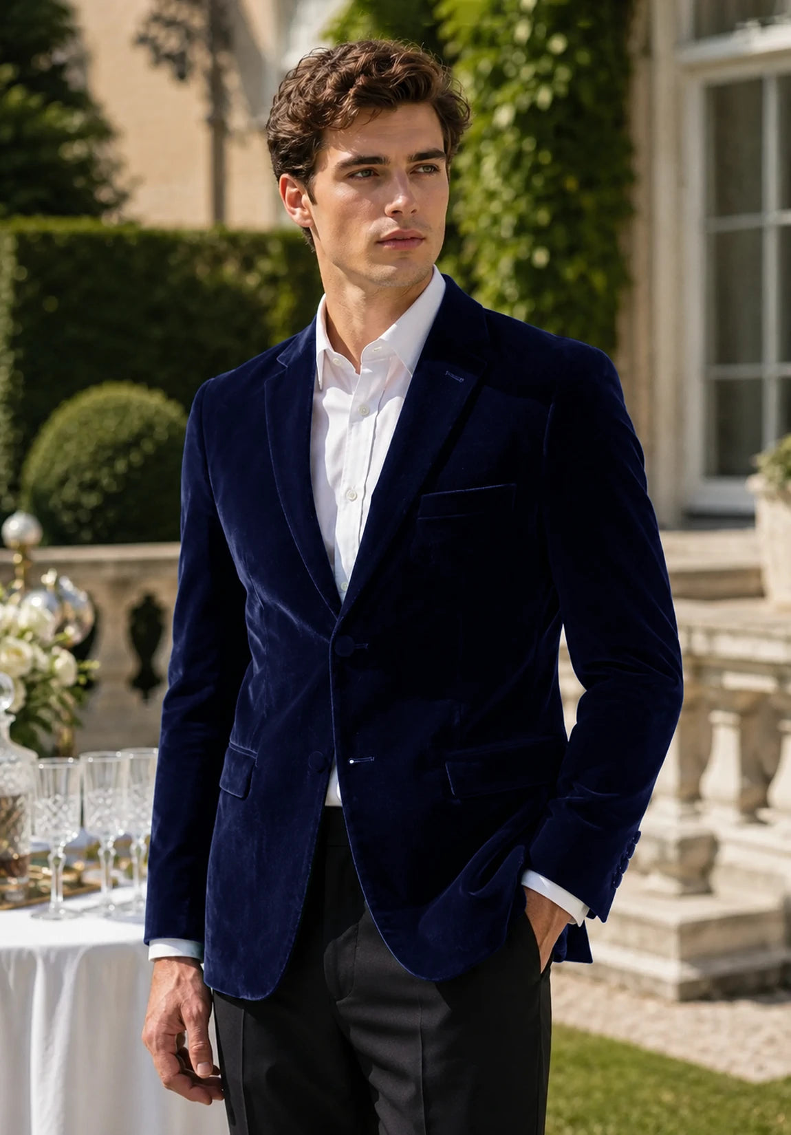 Men's navy velvet jacket