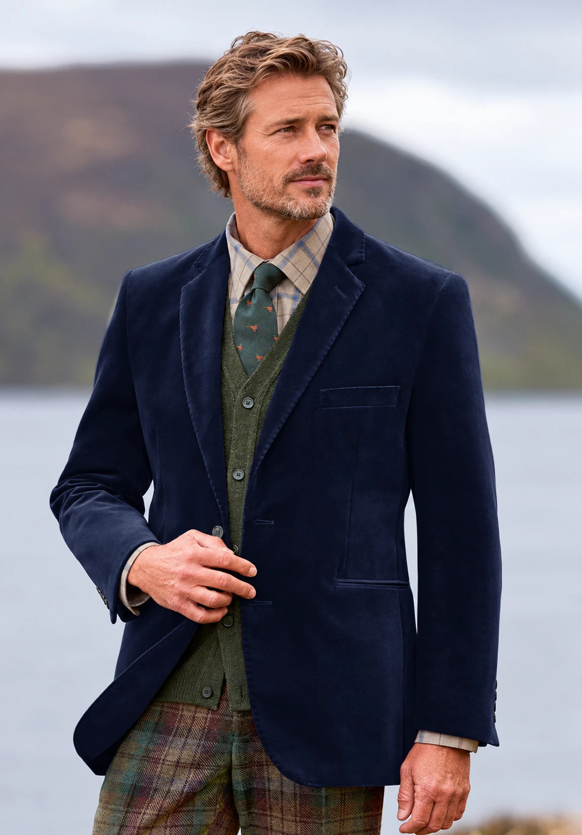 Men's navy velvet jacket