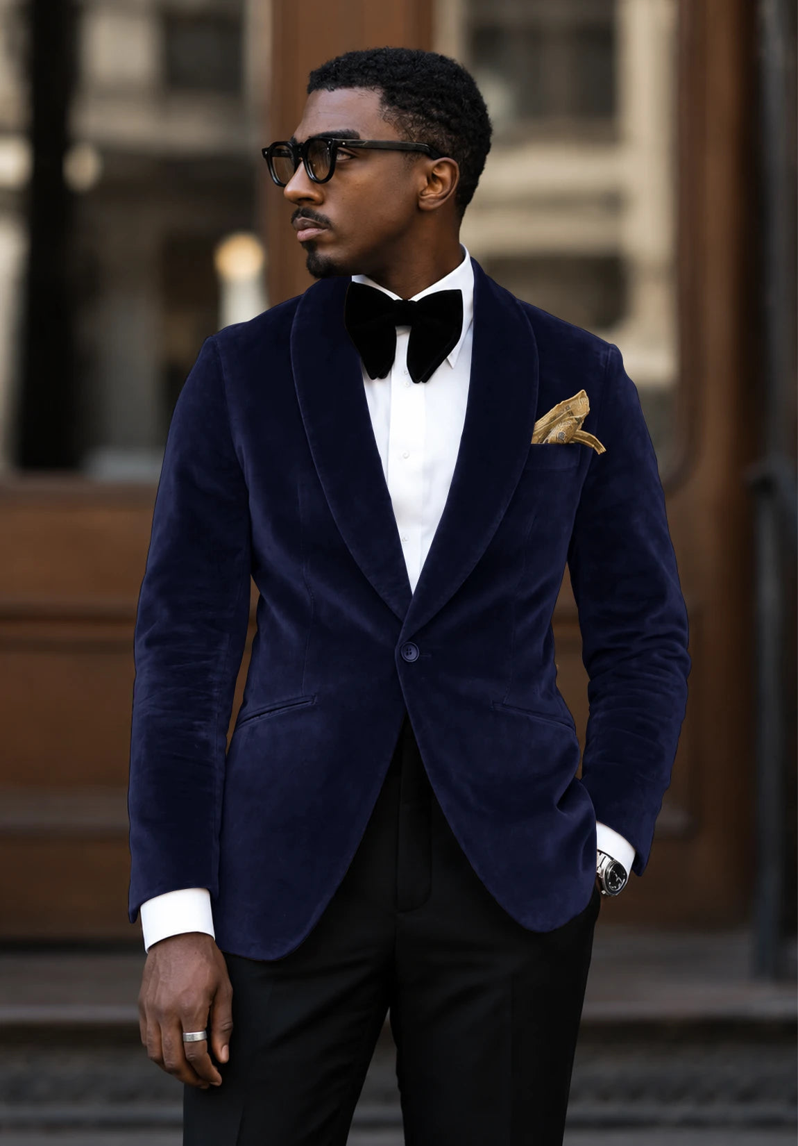 Men's navy velvet jacket