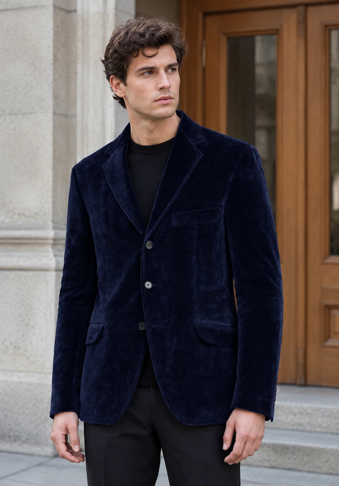 Men's navy velvet jacket