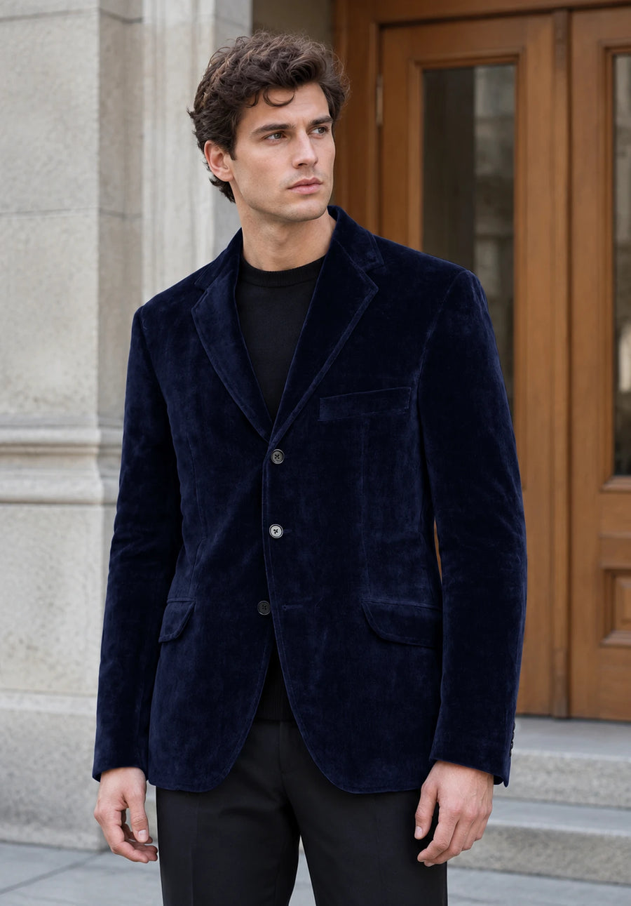 Men's navy velvet jacket