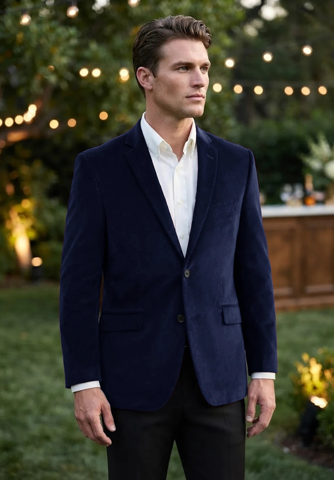Men's navy velvet jacket