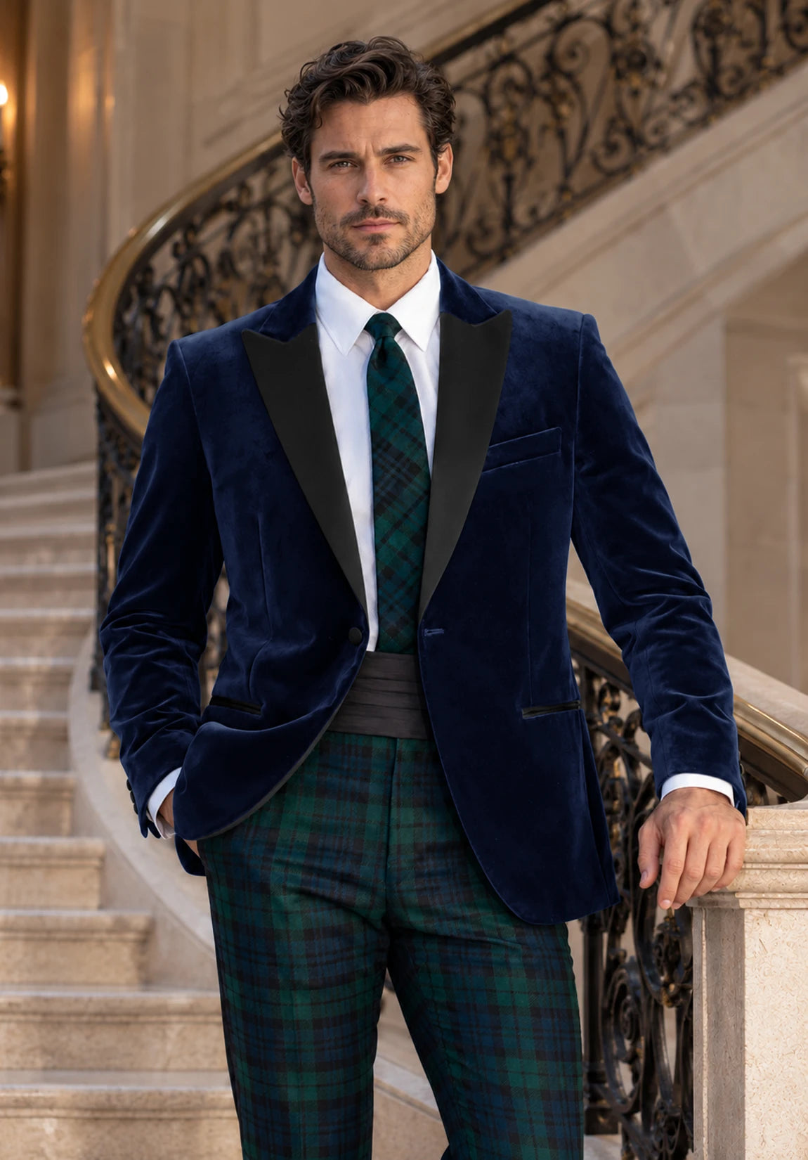 Men's navy velvet jacket