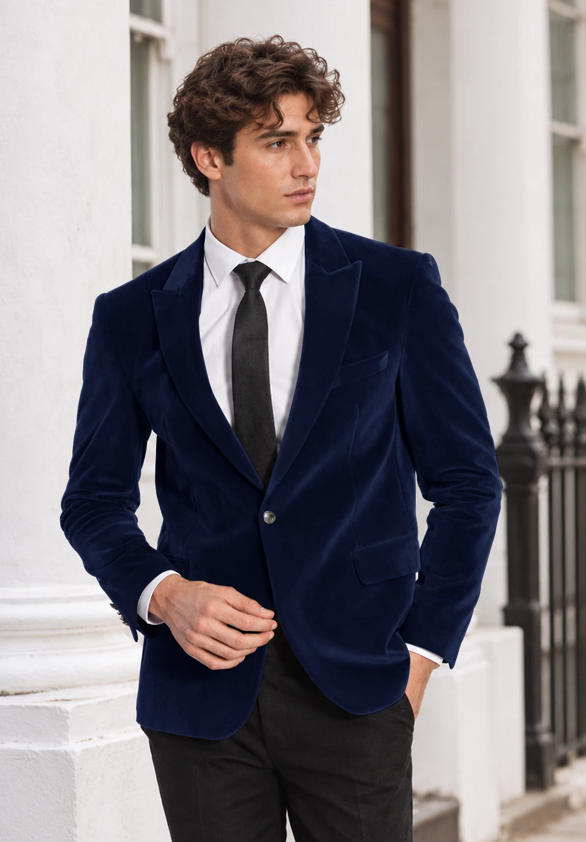 Men's navy velvet jacket