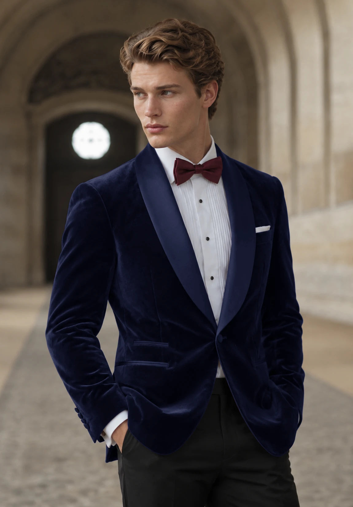 Men's navy velvet jacket