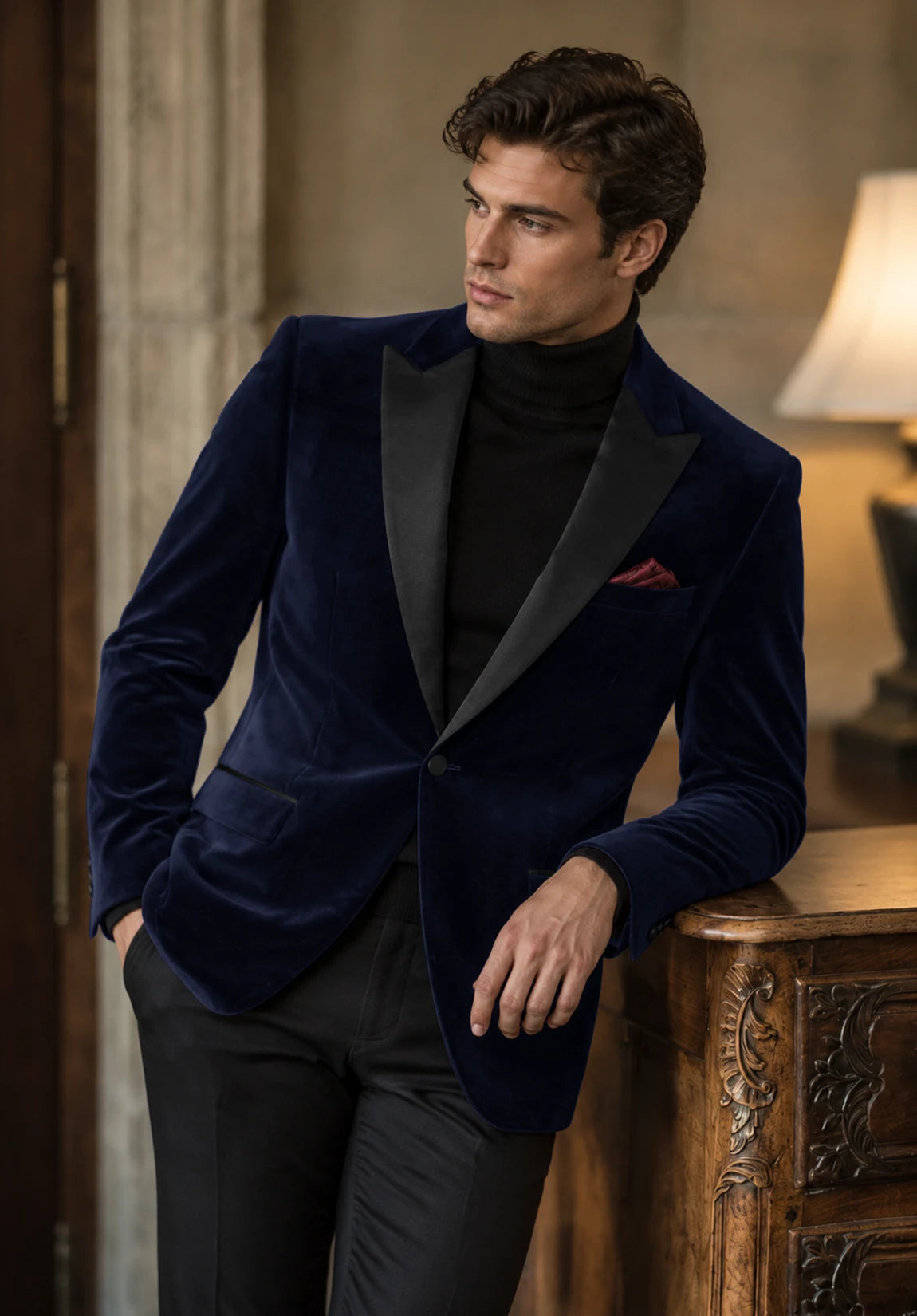 Men's navy velvet jacket