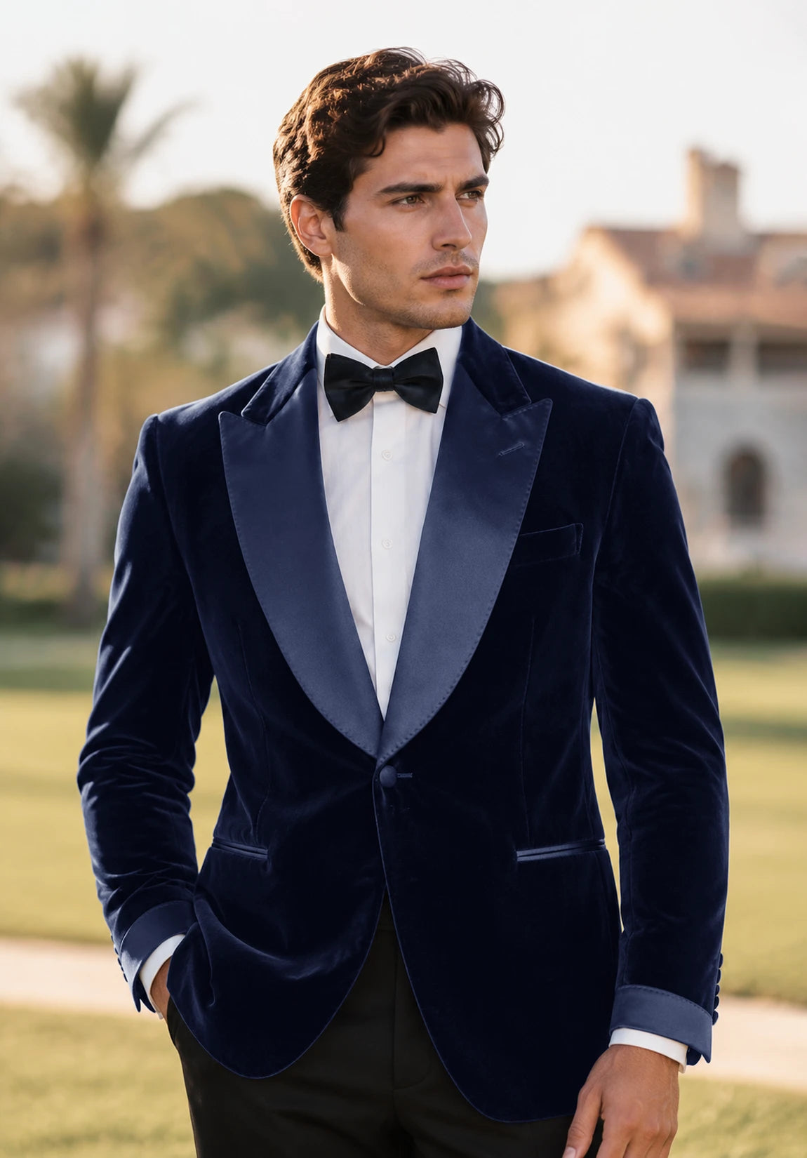 Men's navy velvet jacket