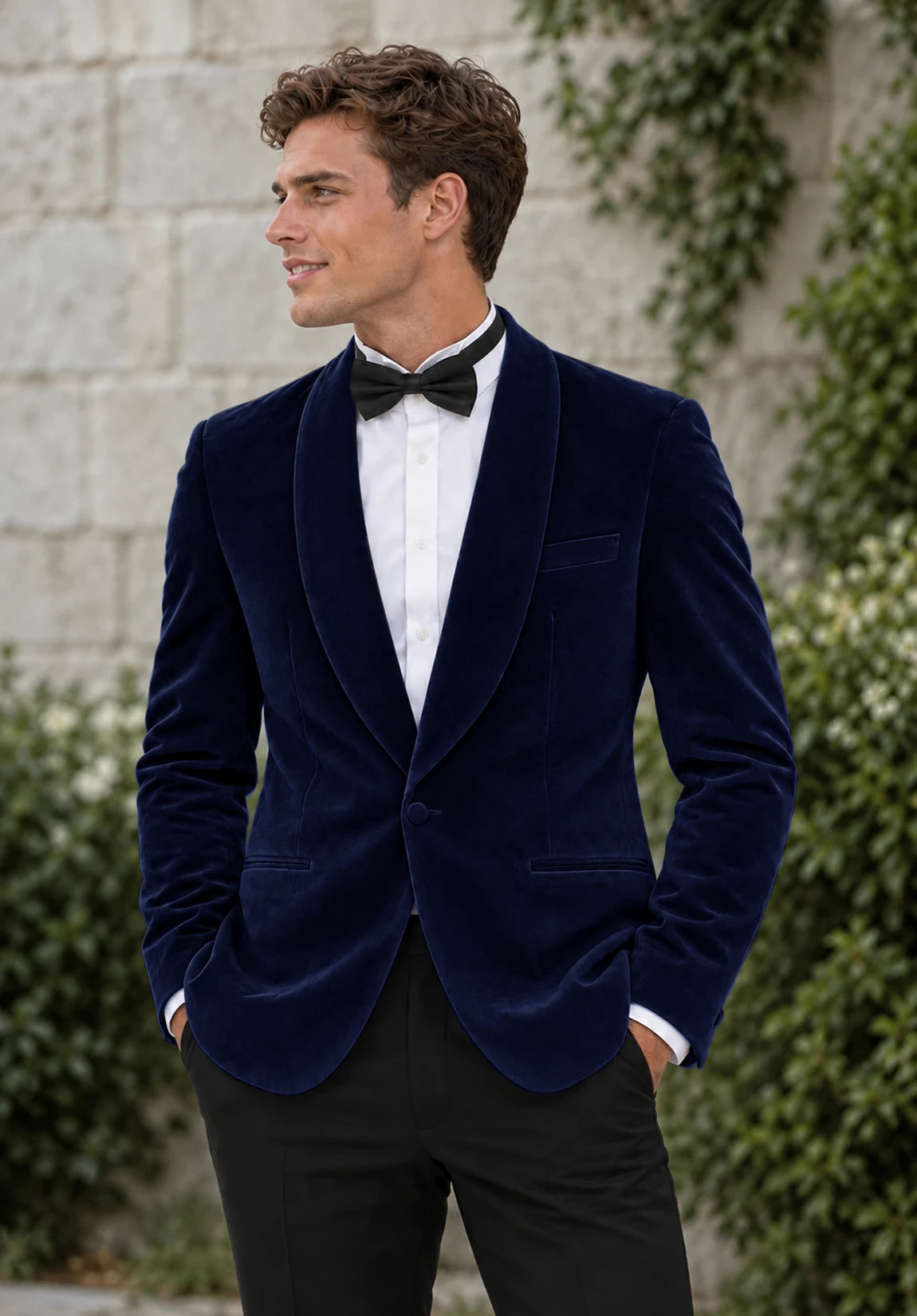 Men's navy velvet jacket