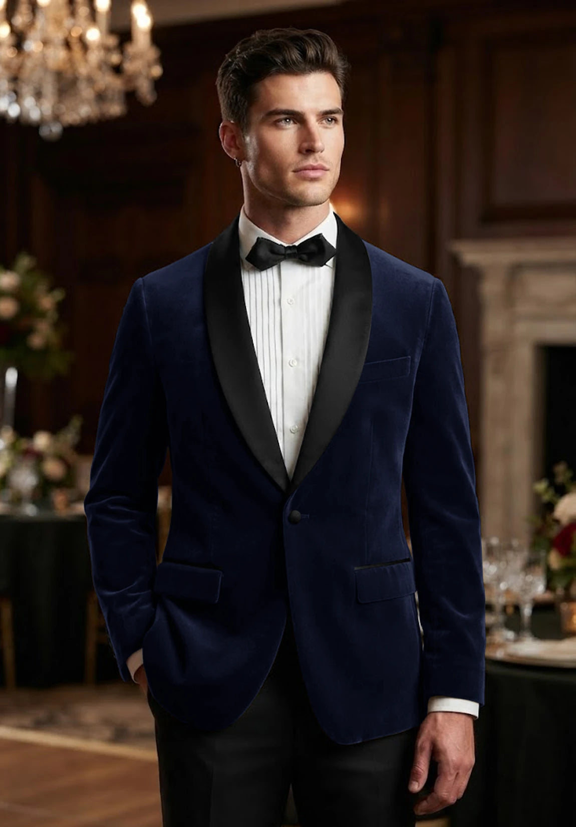Men's navy velvet jacket