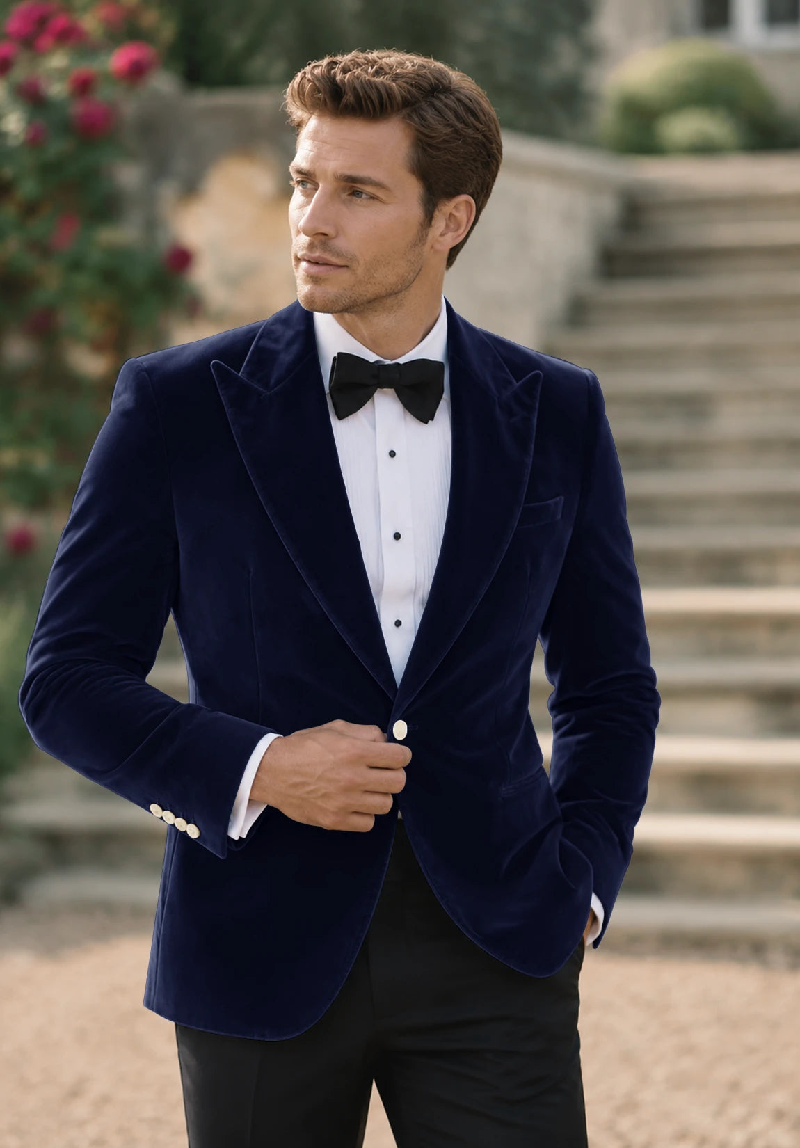 Men's navy velvet jacket