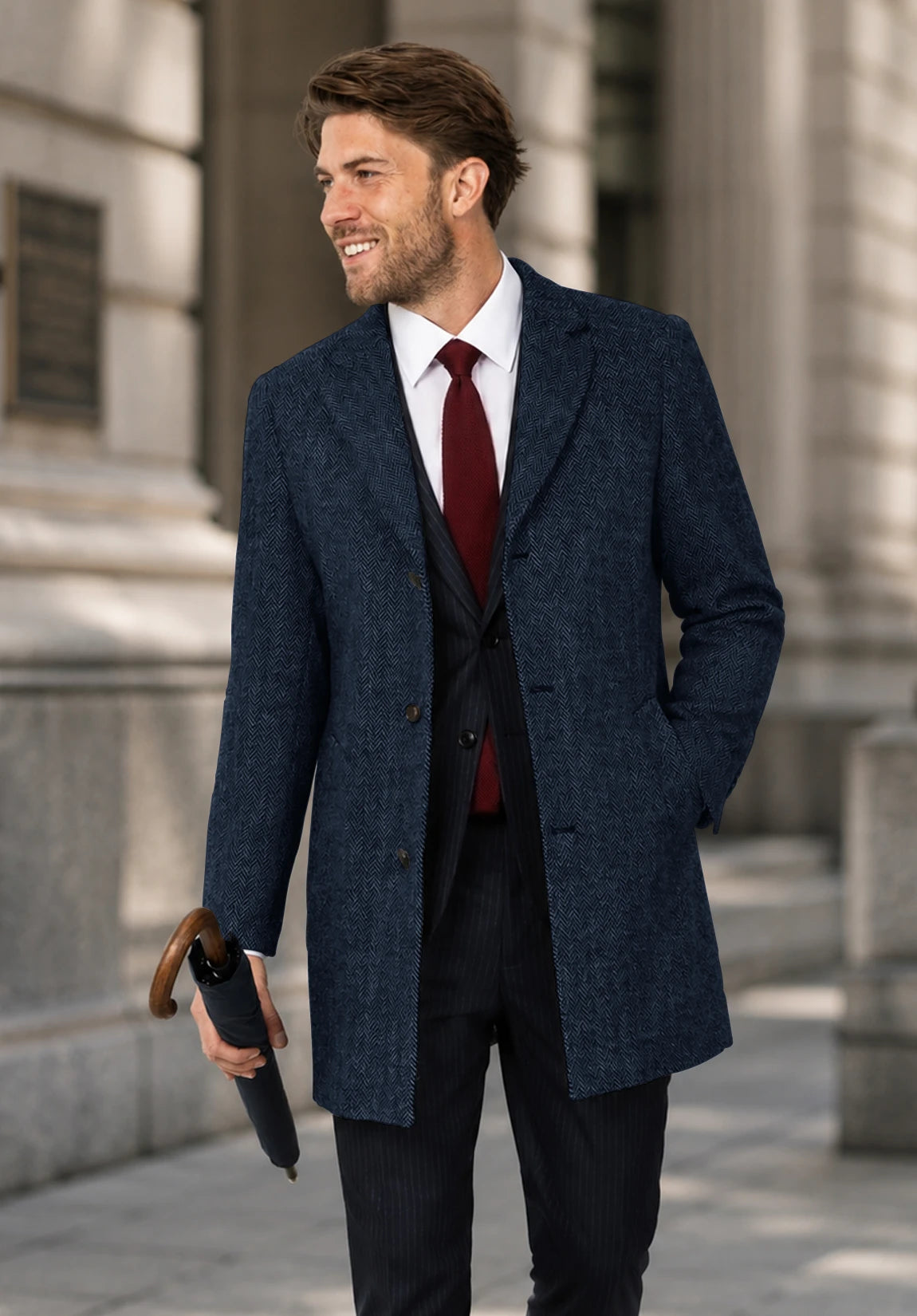 Men's navy herringbone jacket