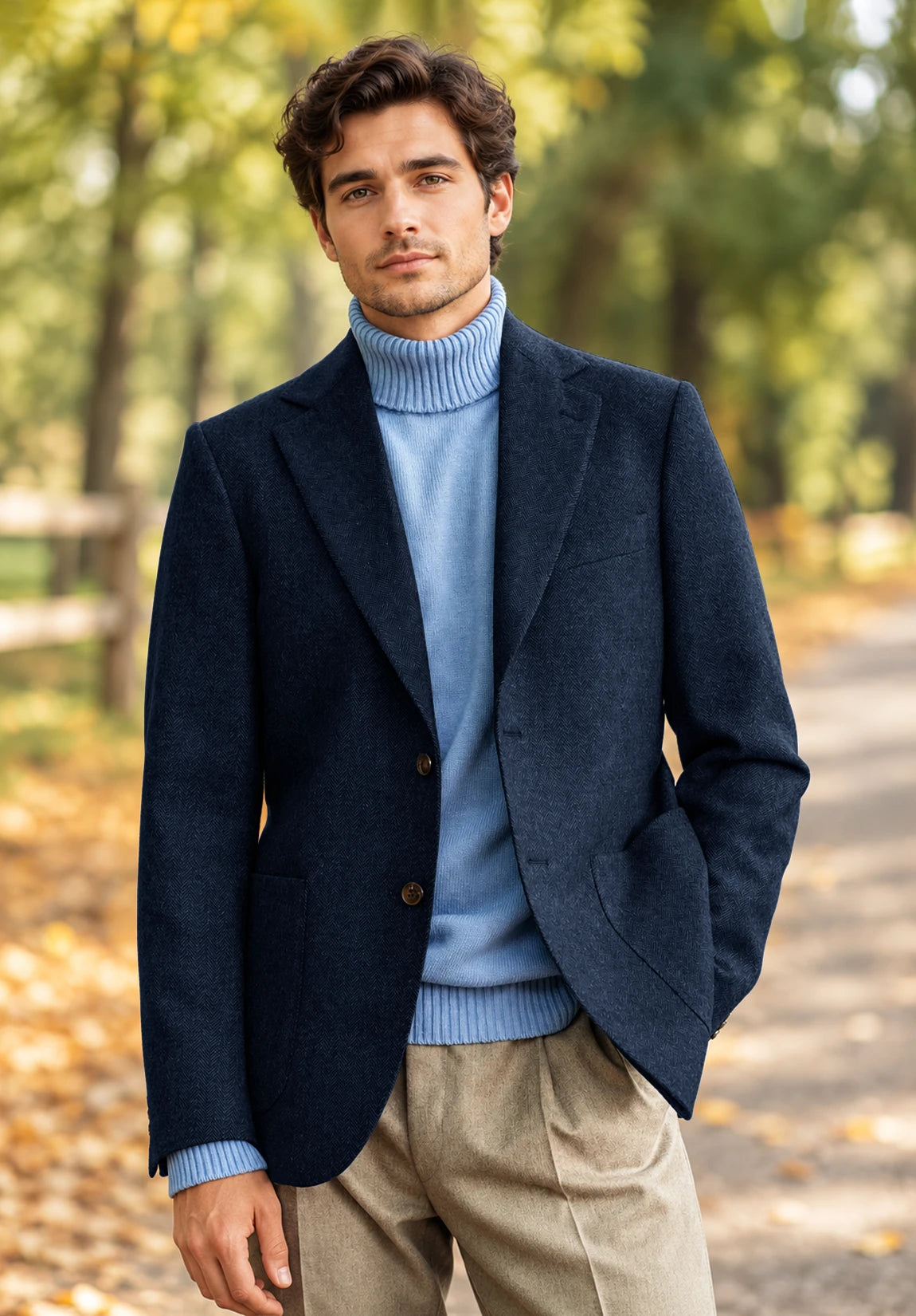 Men's navy herringbone jacket
