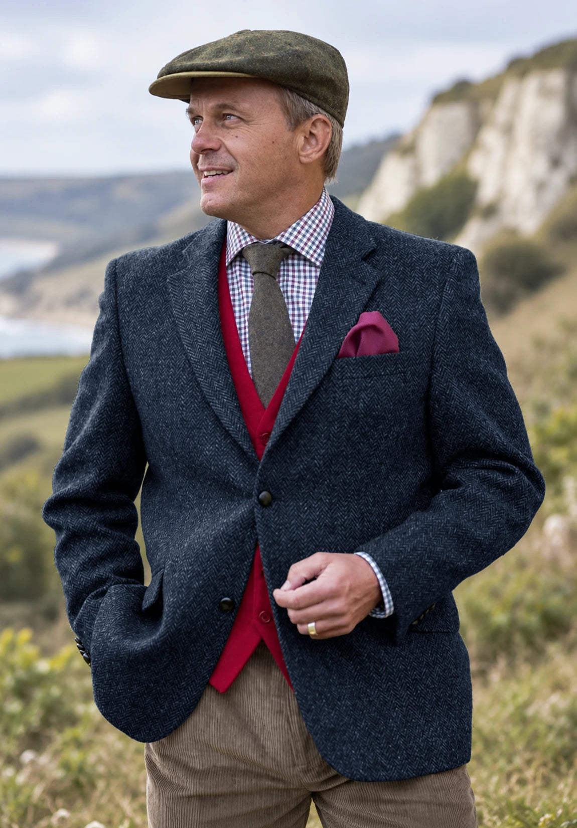 Men's navy herringbone jacket