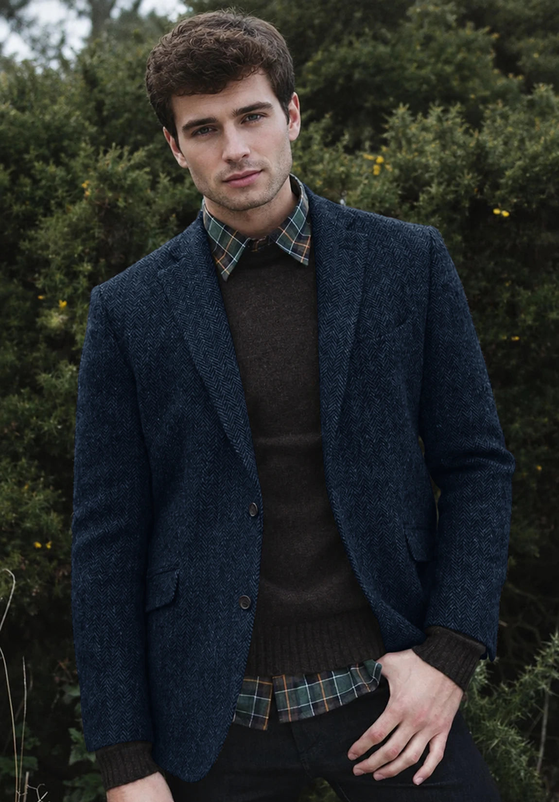 Men's navy herringbone jacket