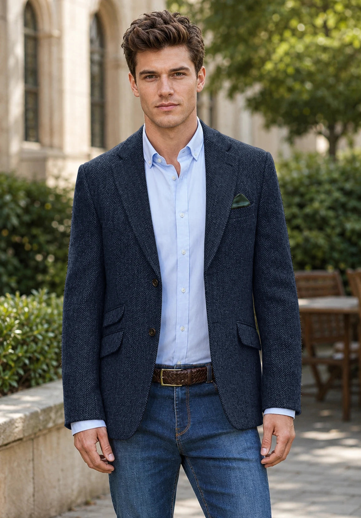 Men's navy herringbone jacket