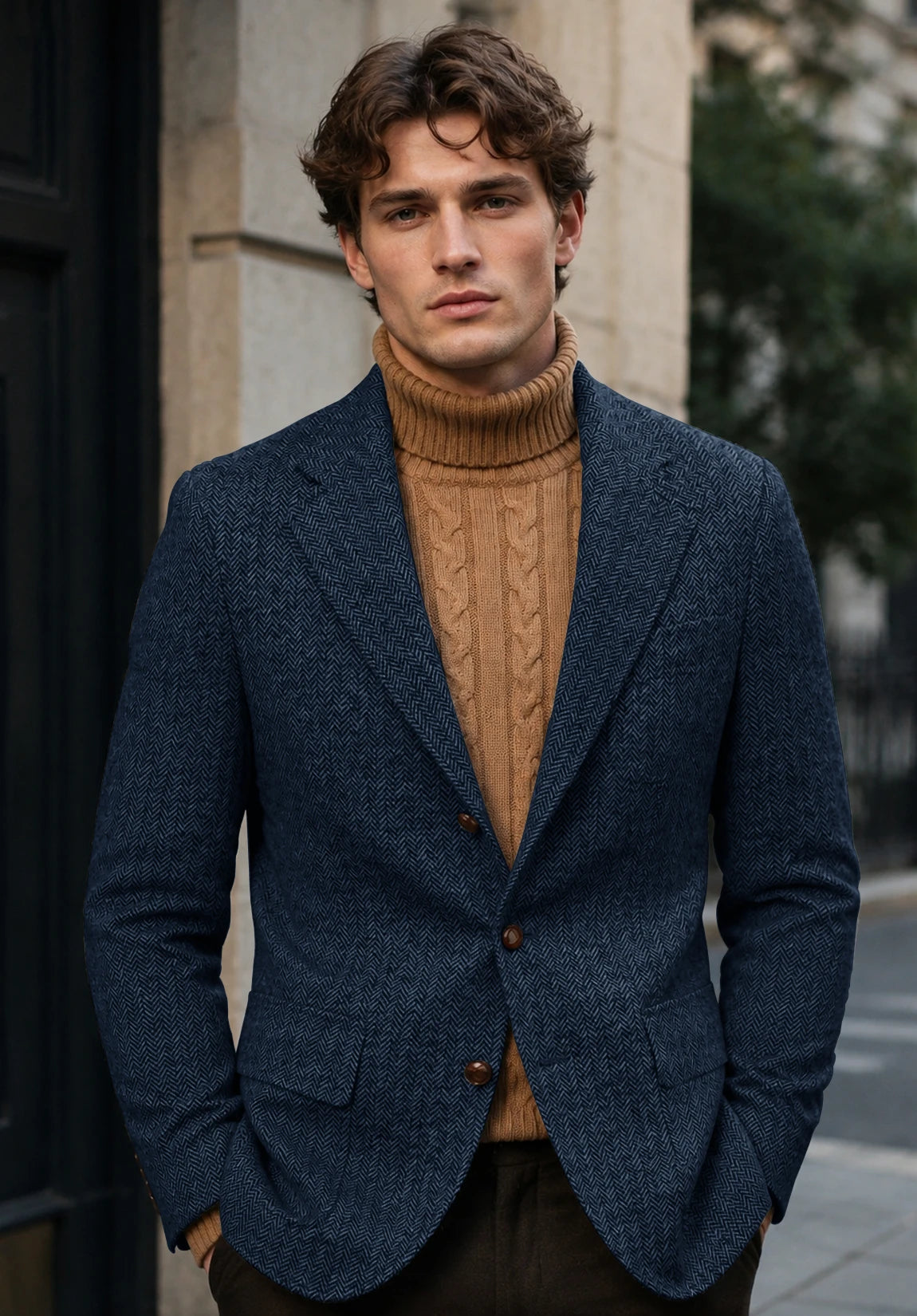 Men's navy herringbone jacket