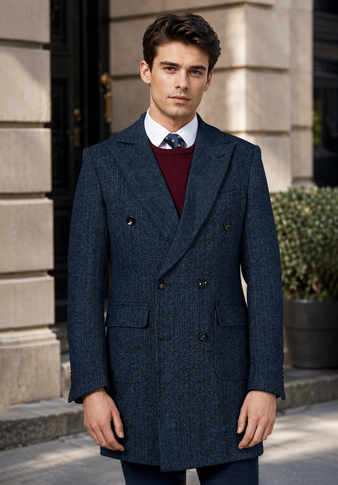 Men's navy herringbone jacket