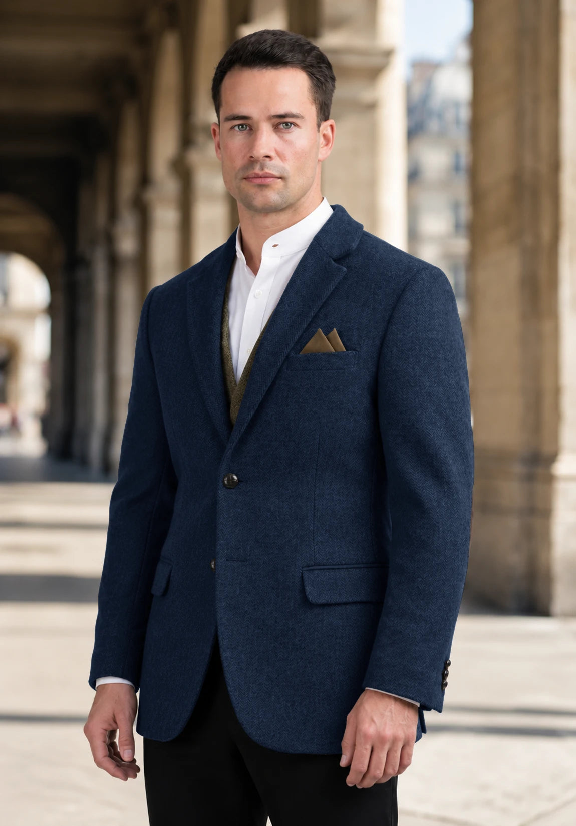 Men's navy herringbone jacket
