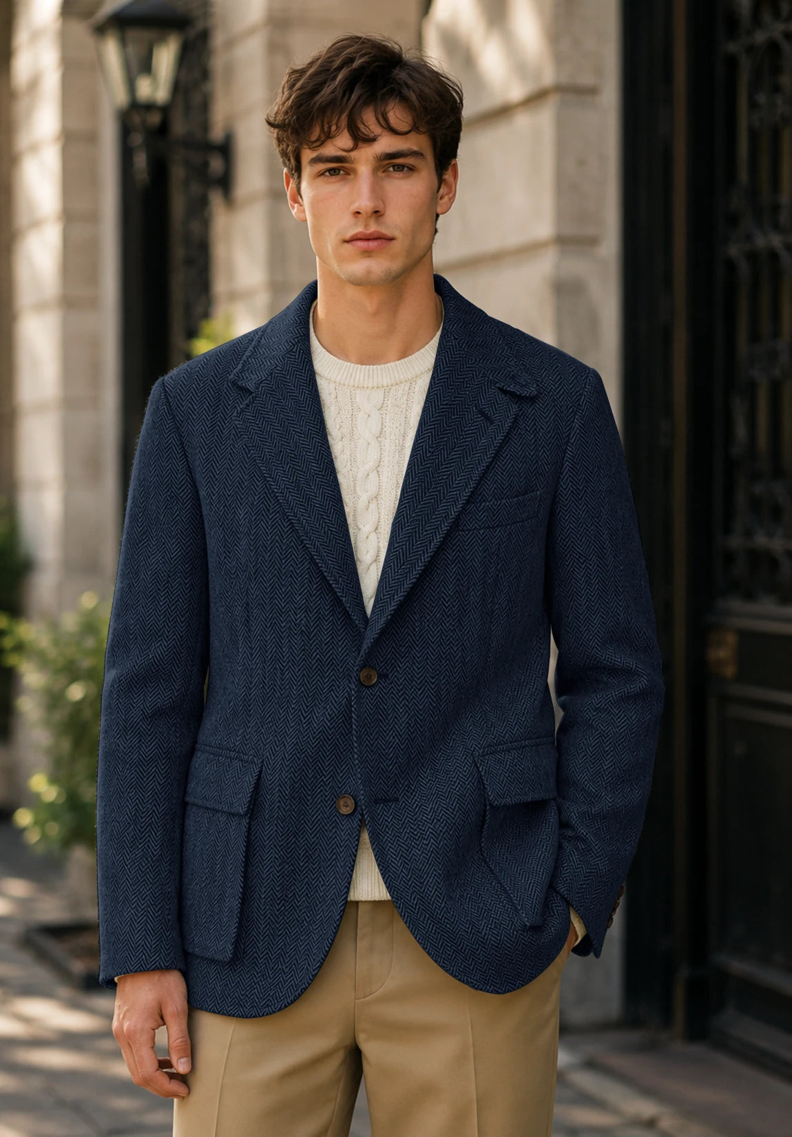 Men's navy herringbone jacket