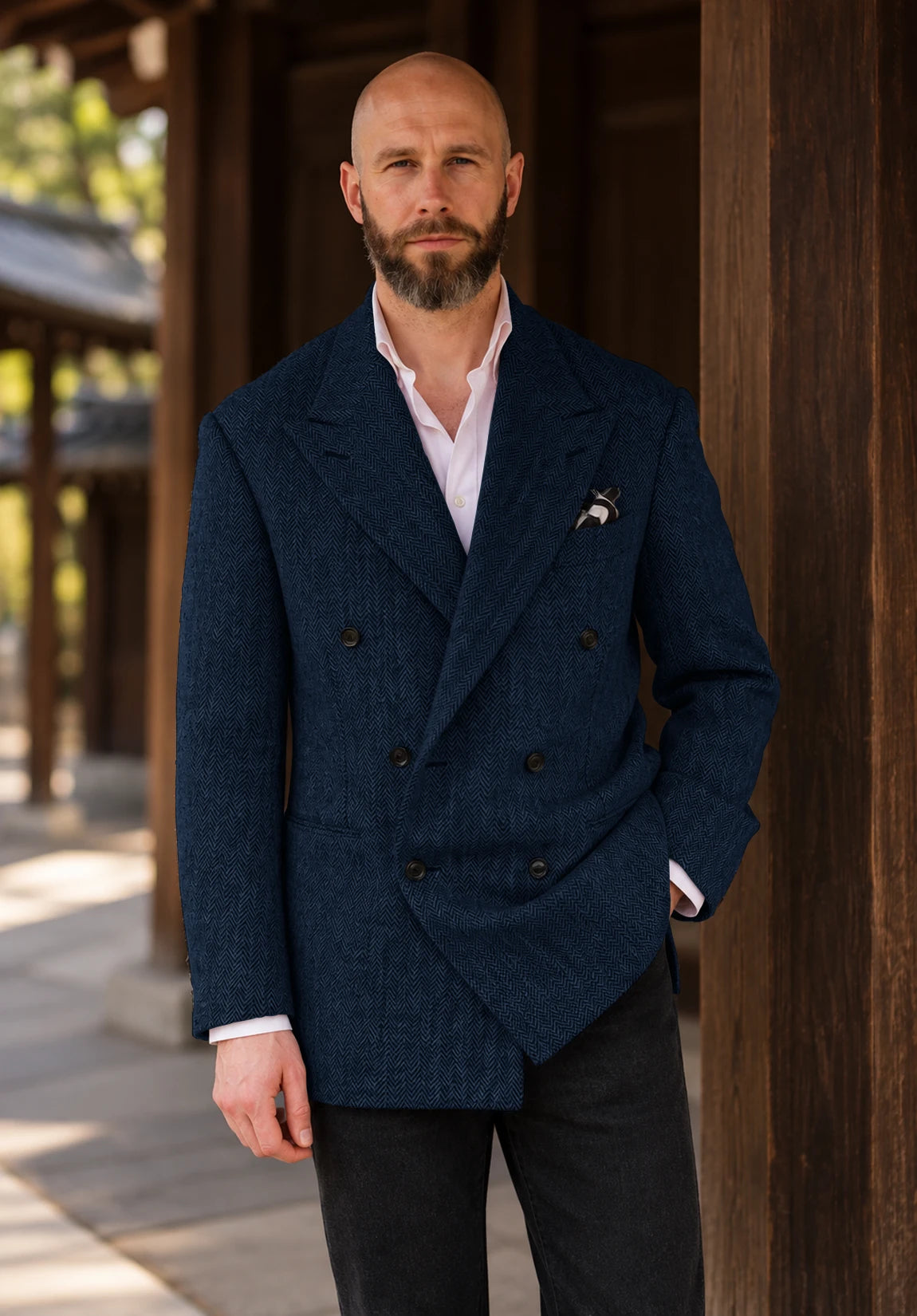 Men's navy herringbone jacket