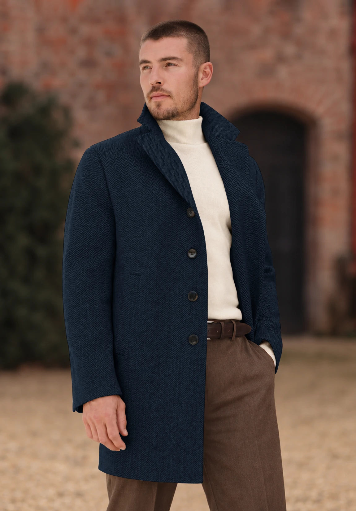 Men's navy herringbone jacket