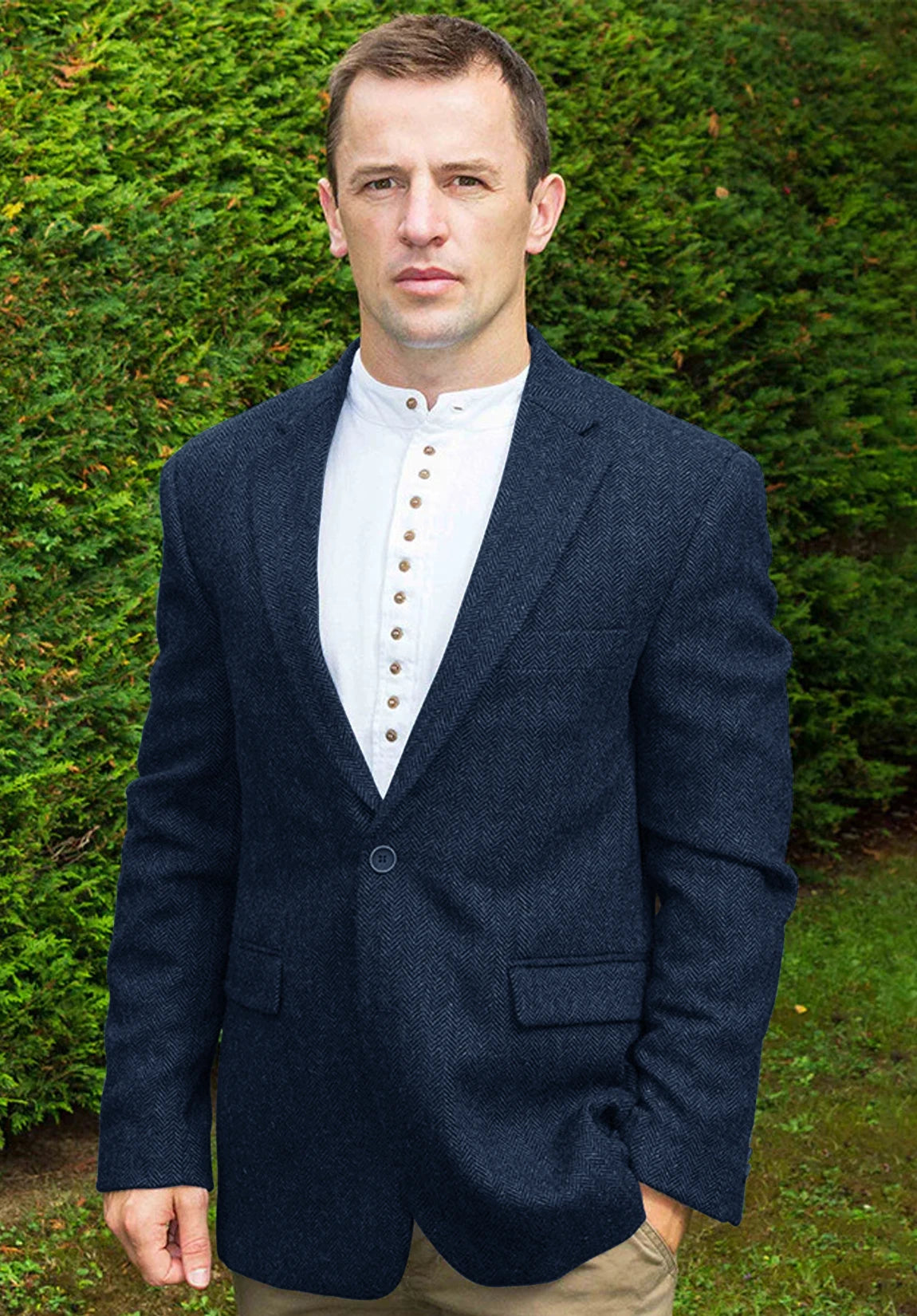 Men's navy herringbone jacket
