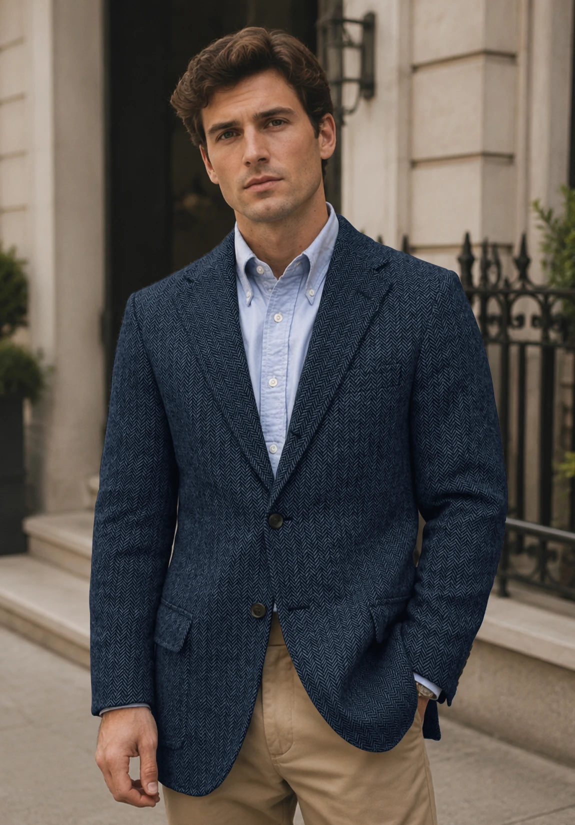 Men's navy herringbone jacket