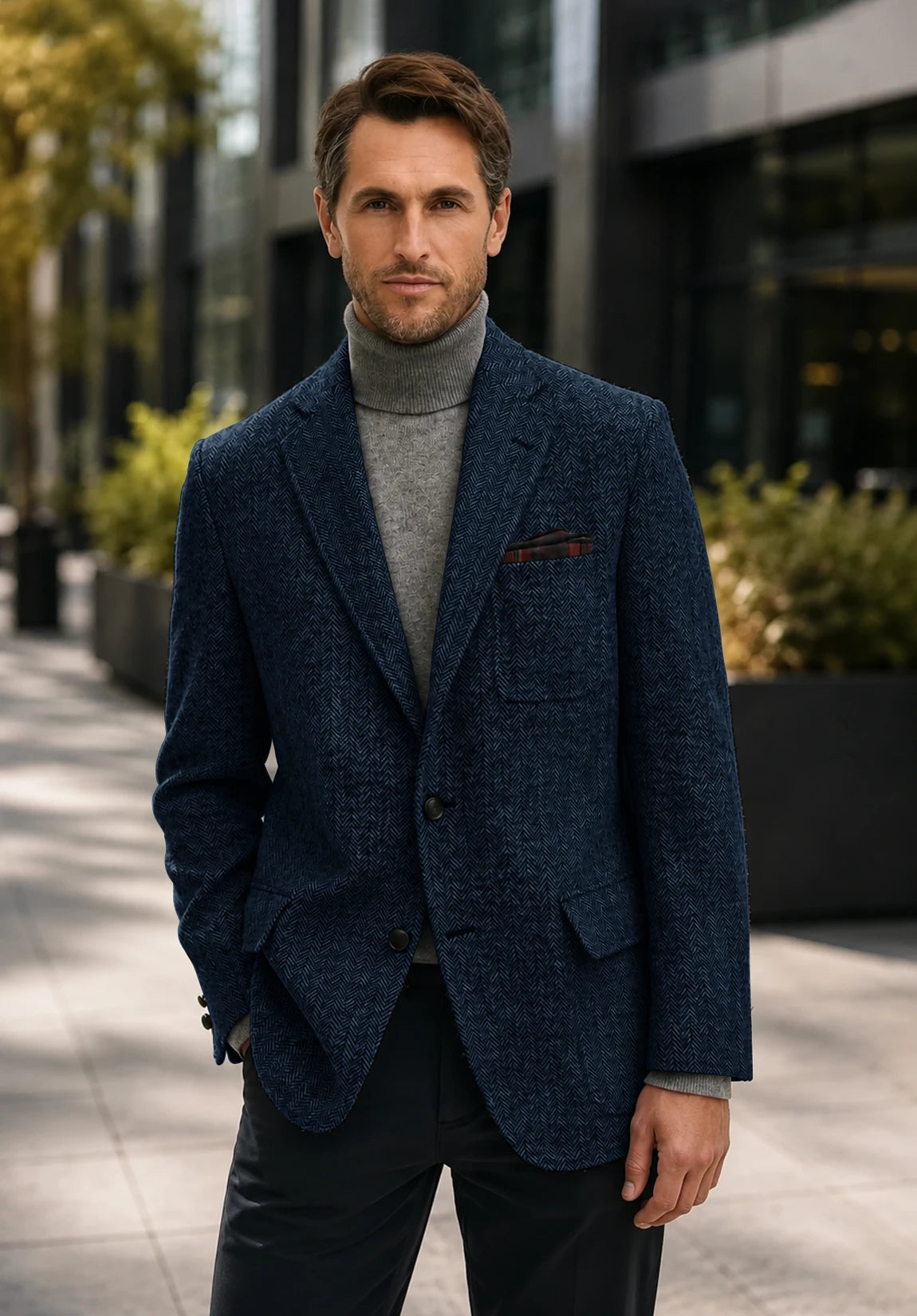 Men's navy herringbone jacket