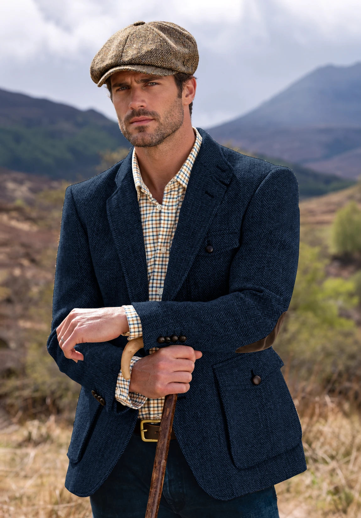 Men's navy herringbone jacket