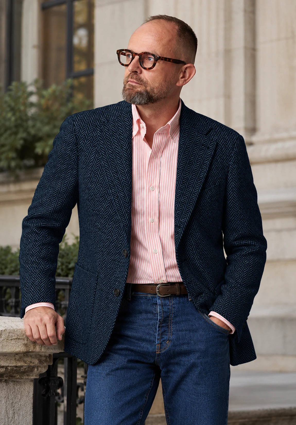 Men's navy herringbone jacket