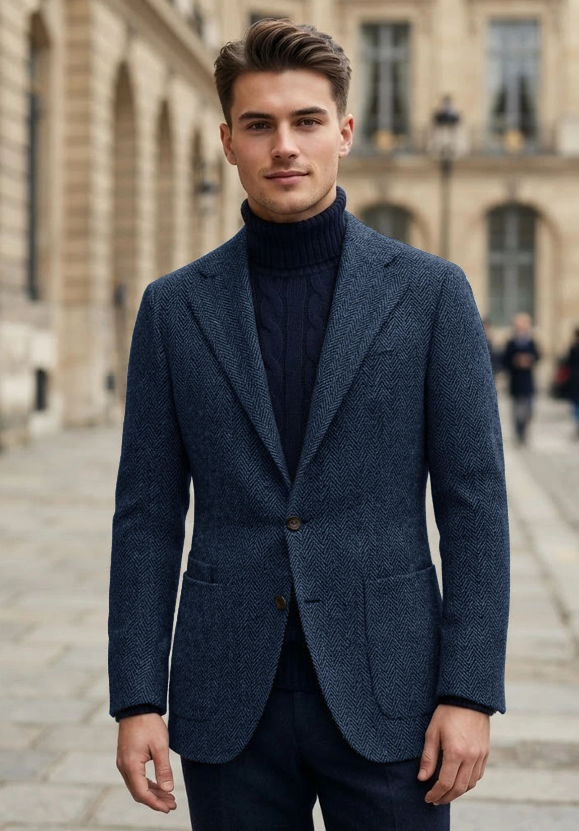 Men's navy herringbone jacket