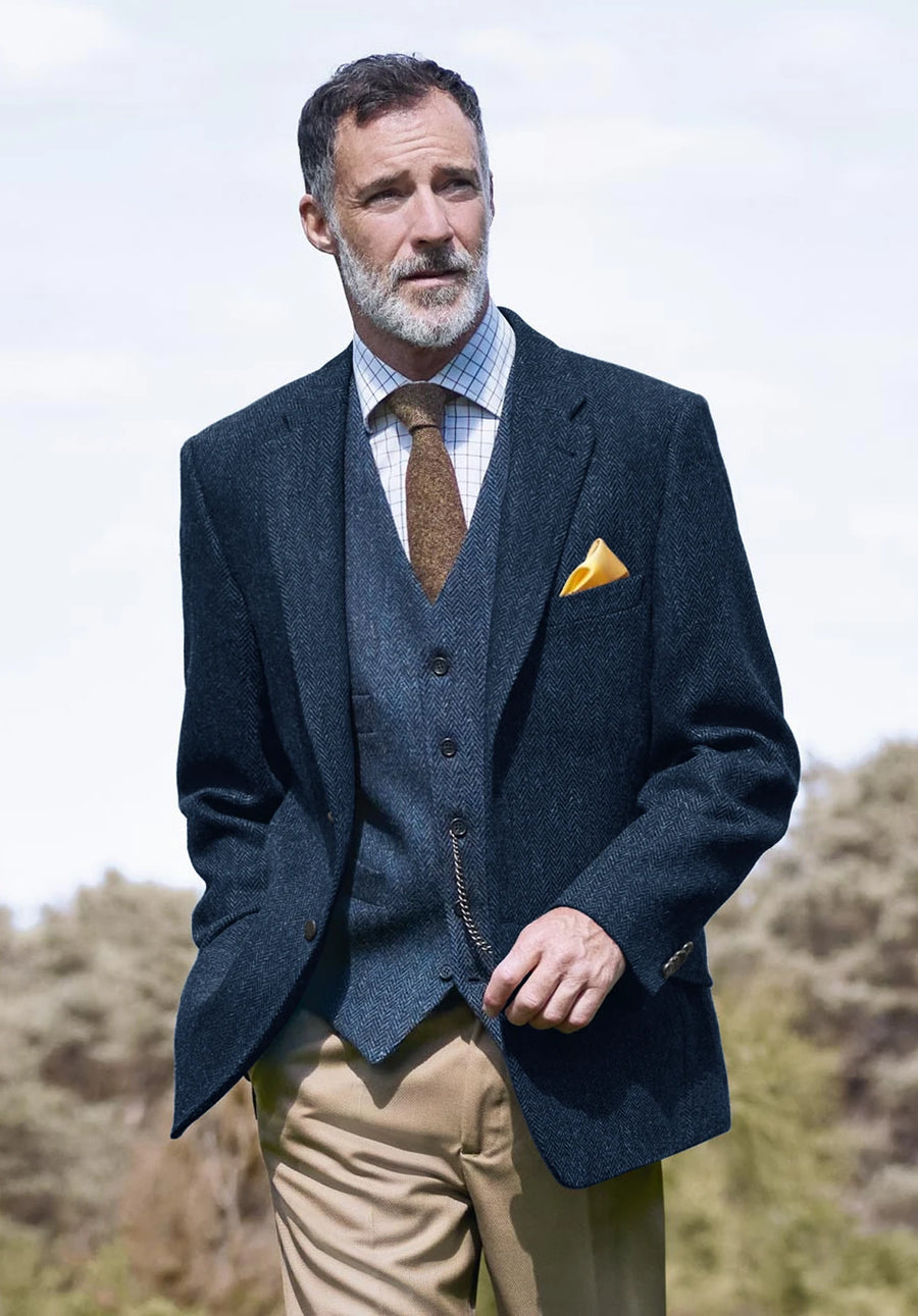Men's navy herringbone jacket