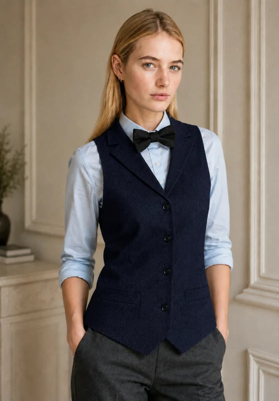 Women's navy tweed vest