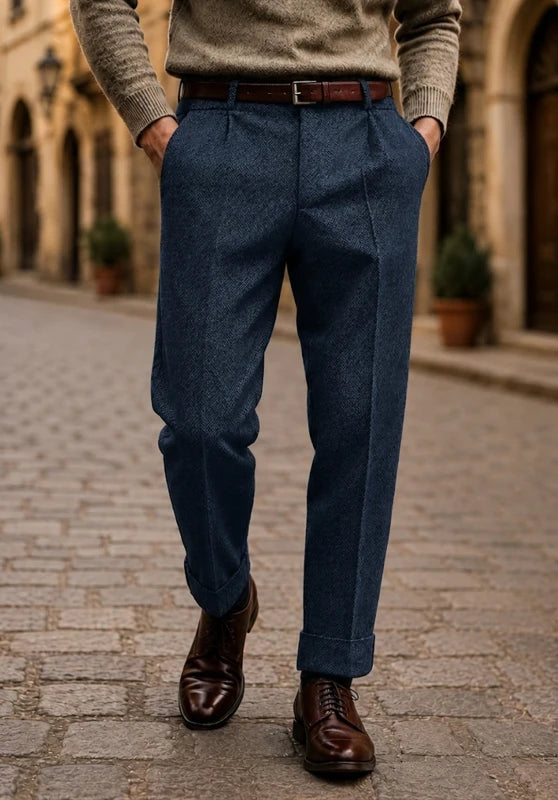 Men's navy tweed pants