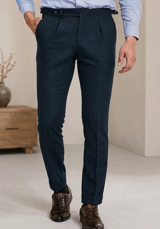 Men's navy tweed pants
