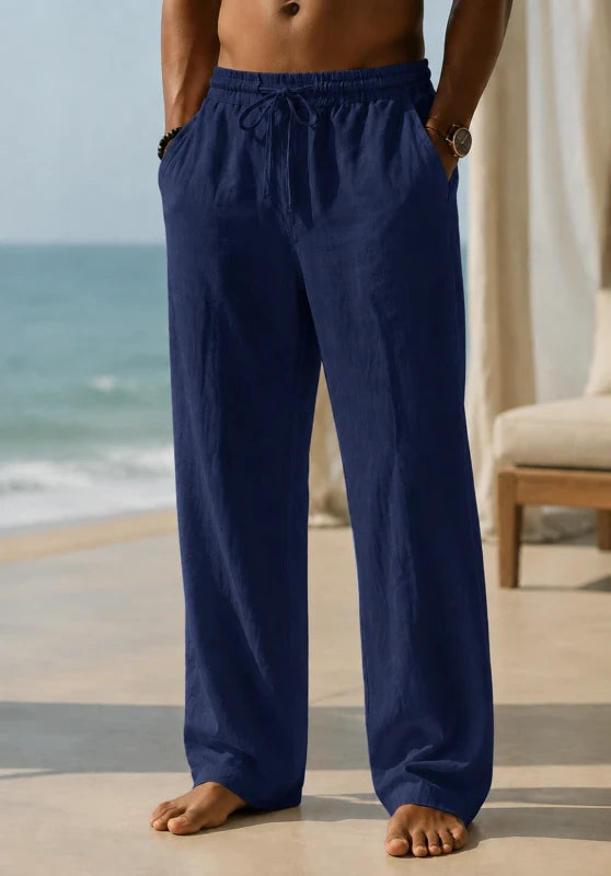 Men Linen Pants Navy