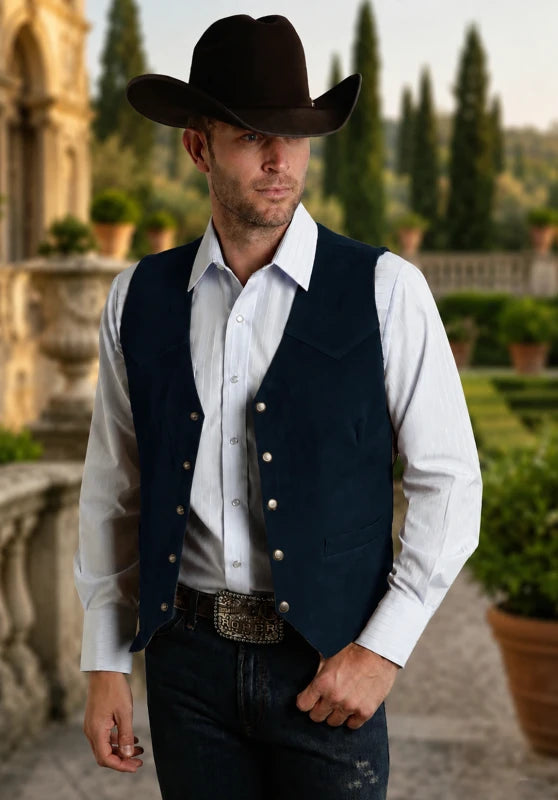 Men's navy suede vest