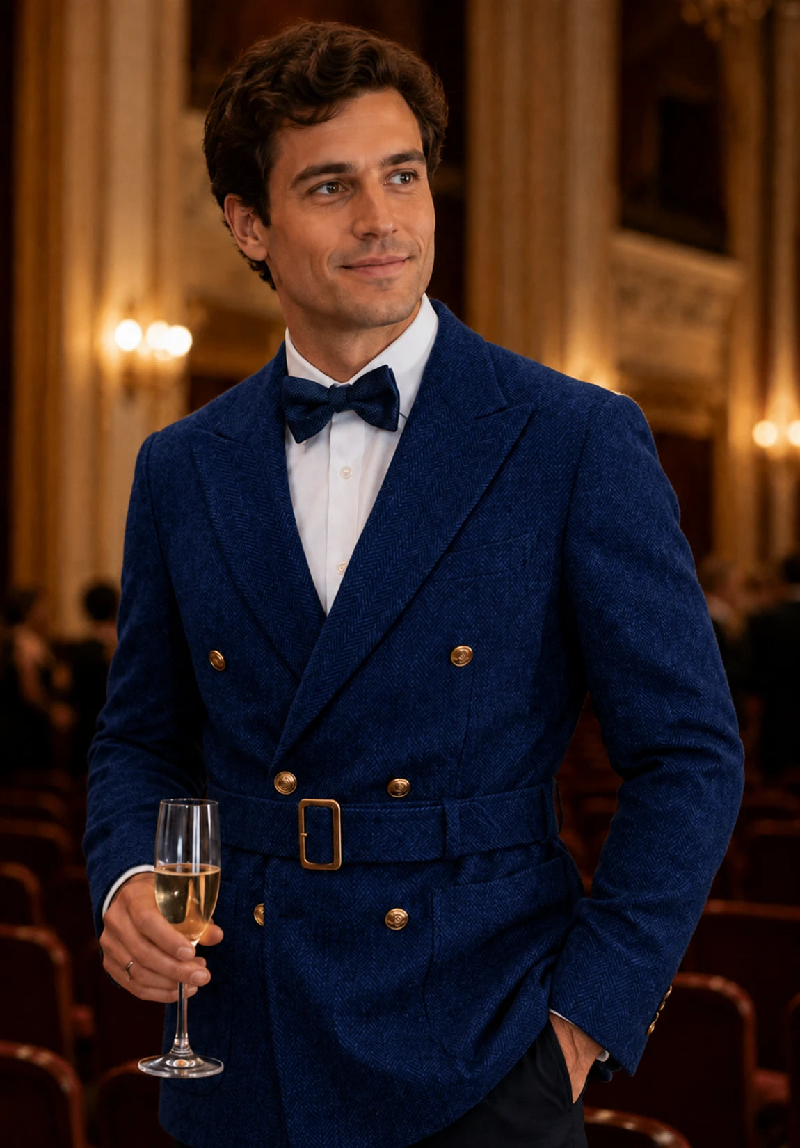 Men's navy herringbone jacket