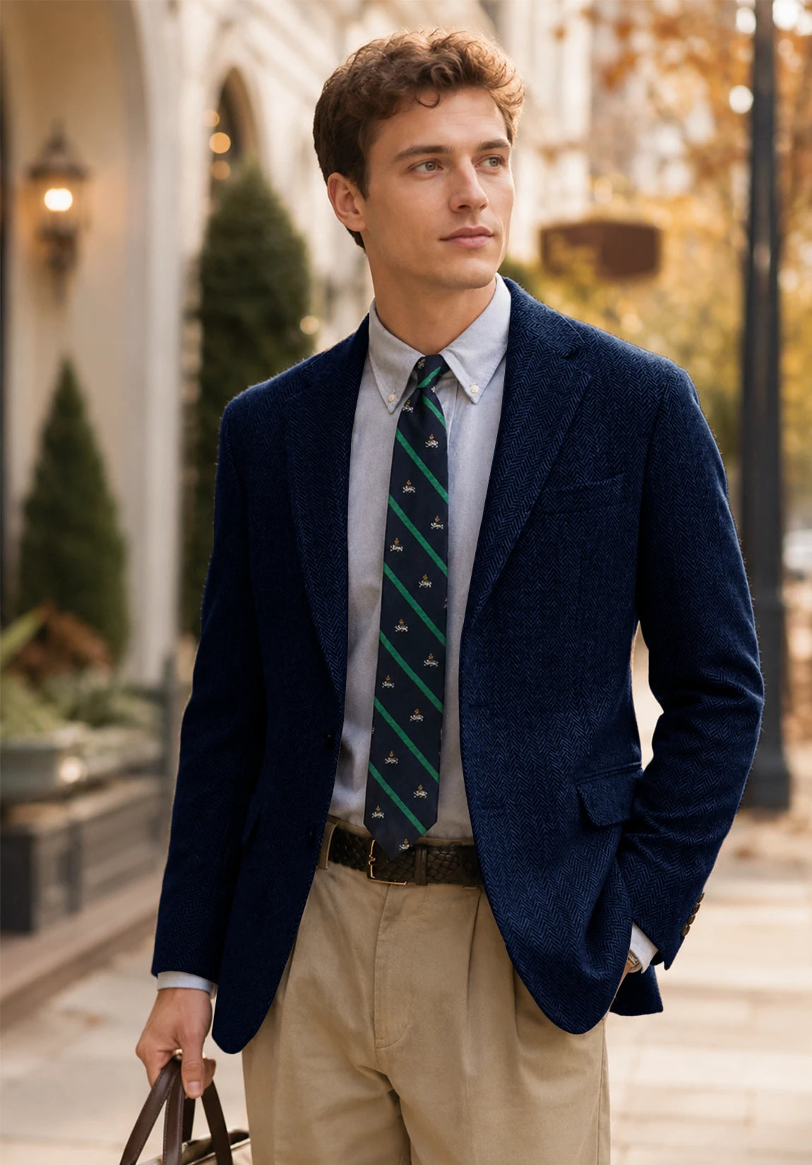Men's navy herringbone jacket