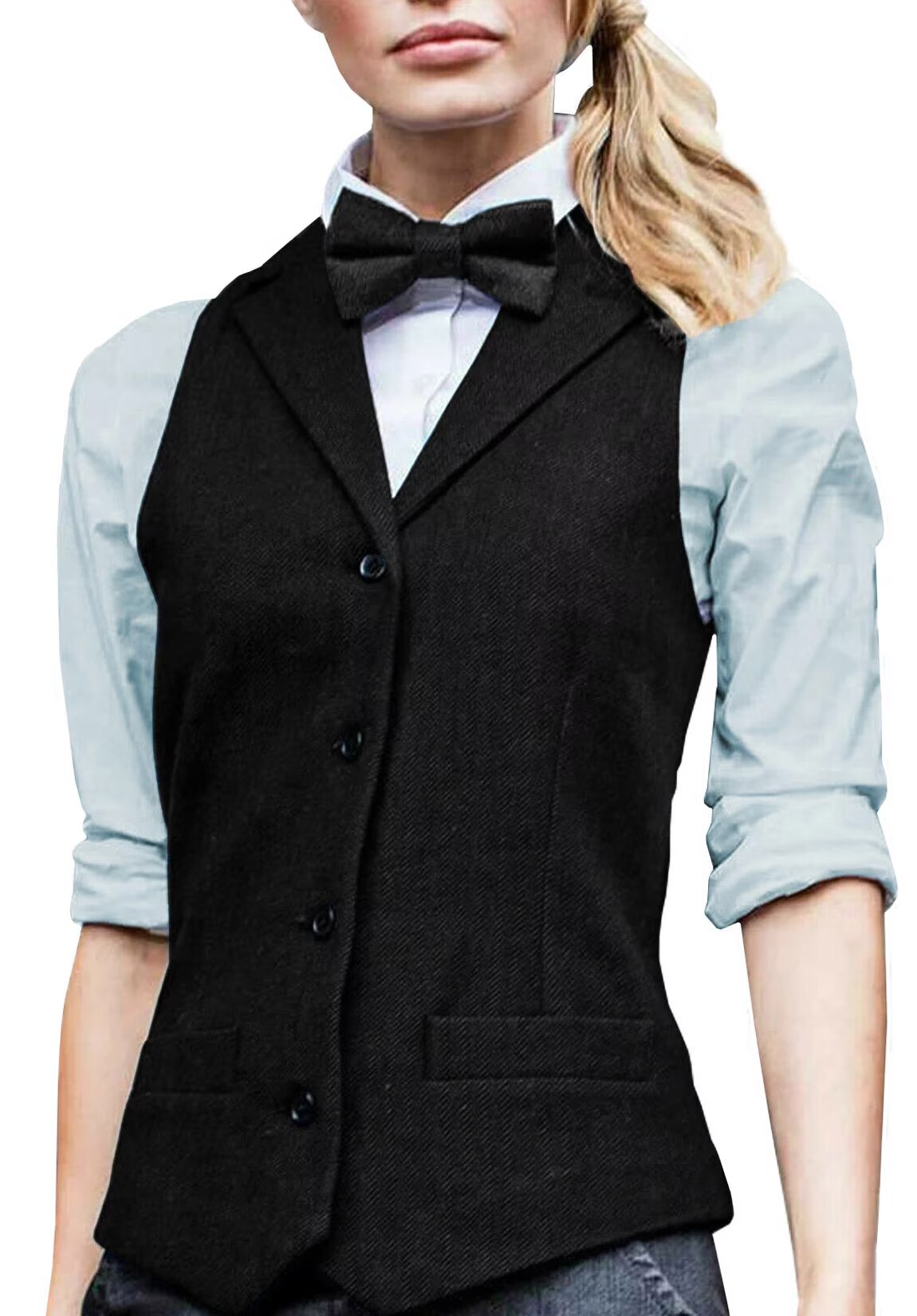 Women's black tweed vest 