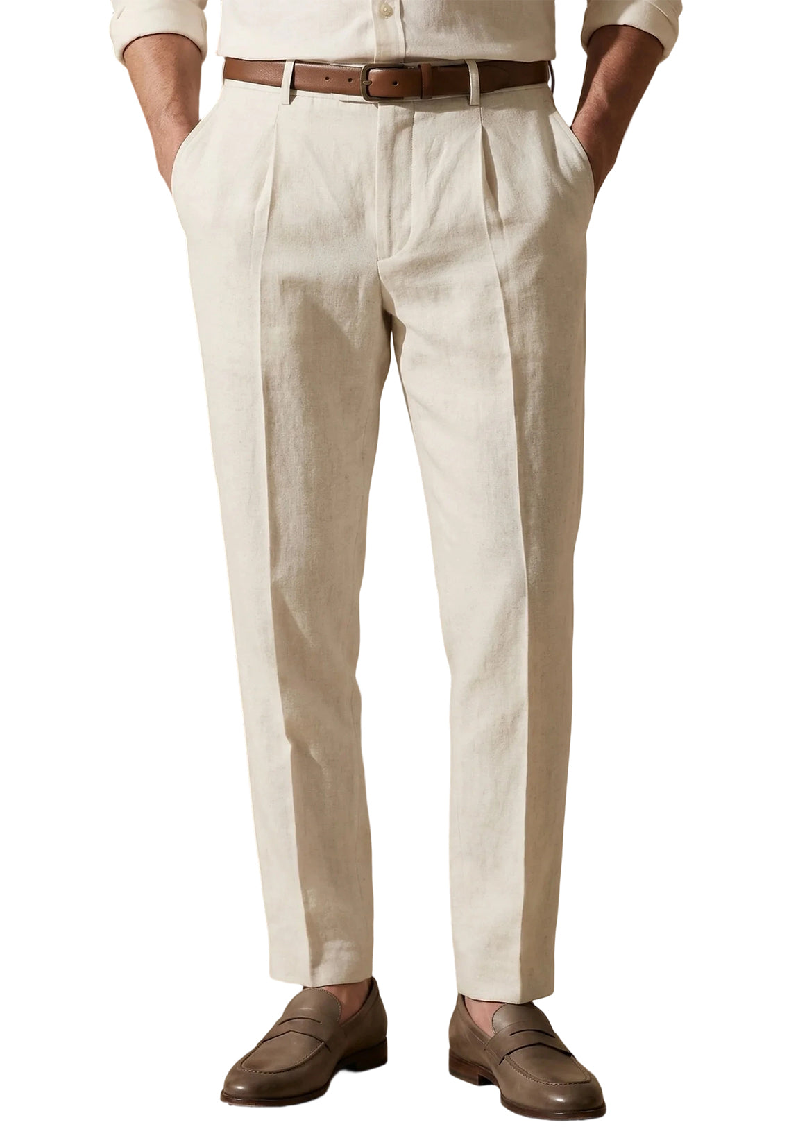 Men Linen Pants Beige