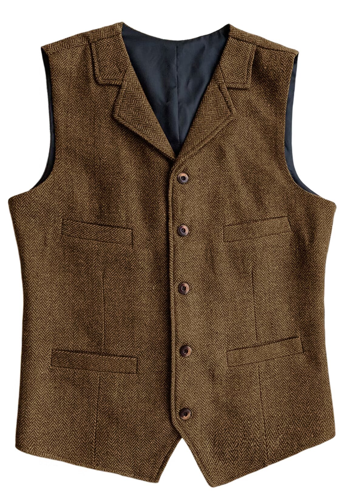 Men's khaki tweed vest 