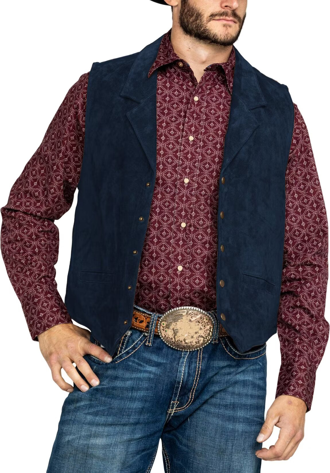 Men's navy suede vest 