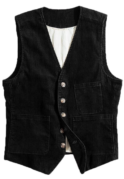 Men's black corduroy vest 